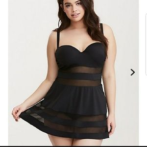 Torrid Size 4 Mesh Inset Skater Swimsuit